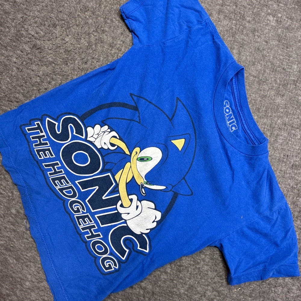 Sonic The Hedgehog Graphic T-Shirt Kids XS Blue Sega‎ Video Game Character
